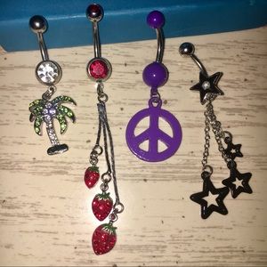 4 Stainless Steel 14G Belly Bars